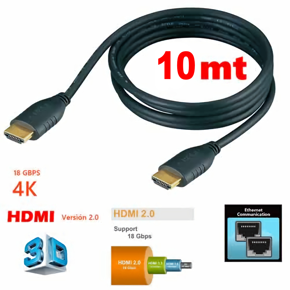 Respiración fondo Cíclope Cable HDMI 4k 3D 1080p - 10 Metros - ZonaSonyek.com
