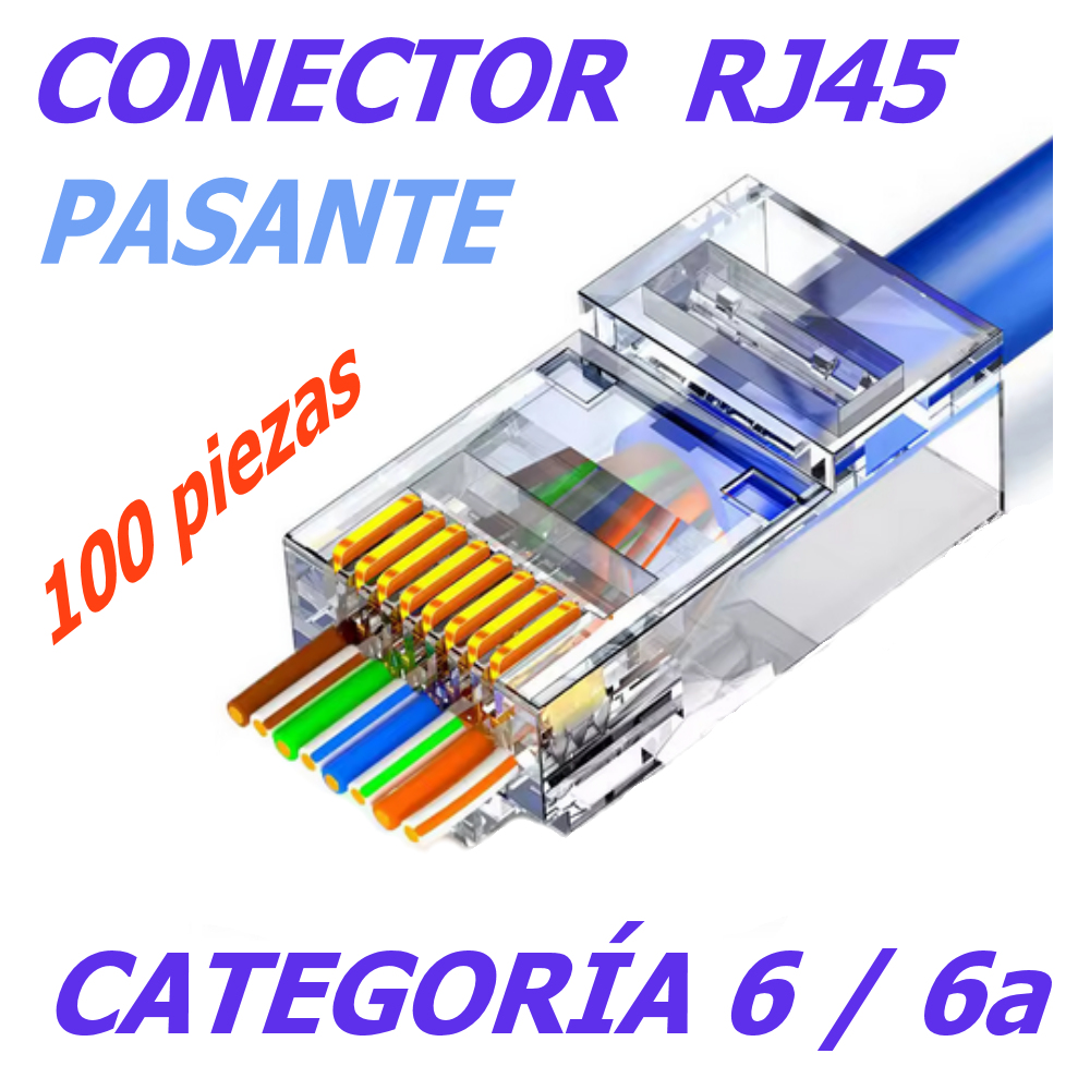Conector RJ45 pasante Cat 6a Bolsa 100 unidades